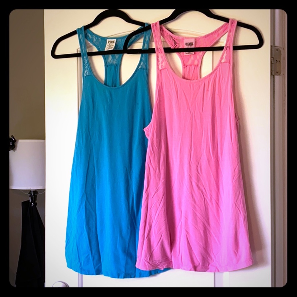 2 VS’s PINK blouse neon tank tops XS